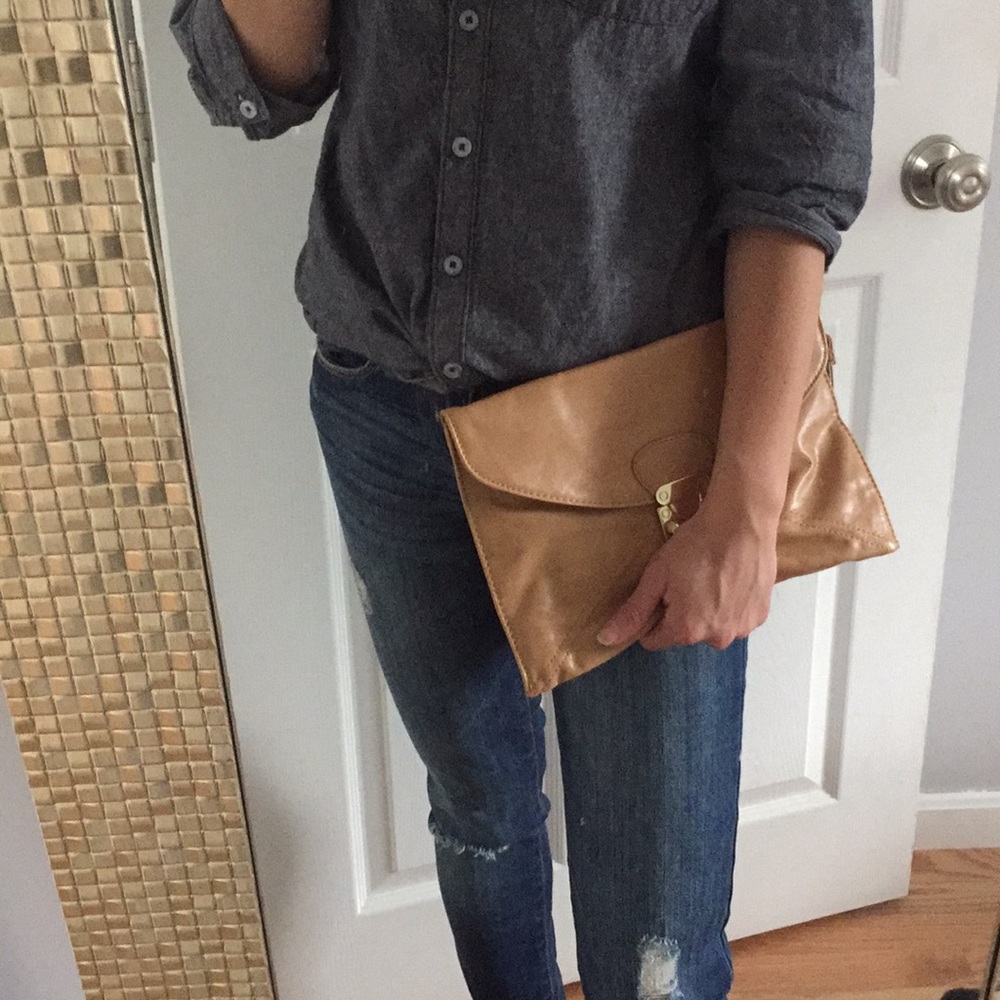 Tan colored crossbody/clutch